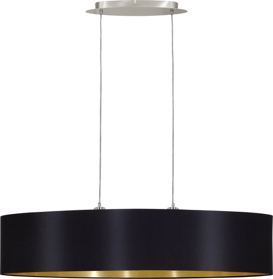 EGLO Maserlo - Lampe à suspension - 2 lumières - Longueur 100cm. (ovale / allongé) - Nickel-Mat - Zwart, Or