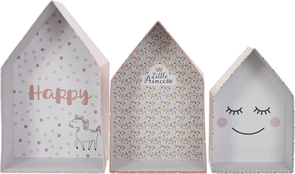 Home deco kids Little Princesse - set van 3 nestkastjes voor kinderkamer