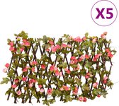 vidaXL - Kunstplant - klimop - latwerk - 5 - st - uittrekbaar - 180x20 - cm - donkerroze