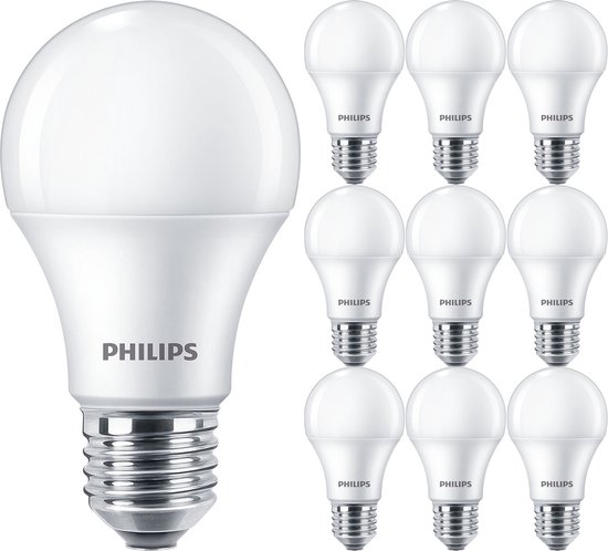 PHILIPS - LED Lamp E27 10 Pack - Corepro LEDbulb E27 Peer Mat 10W 1055lm - 840 Natuurlijk Wit 4000K | Vervangt 75W