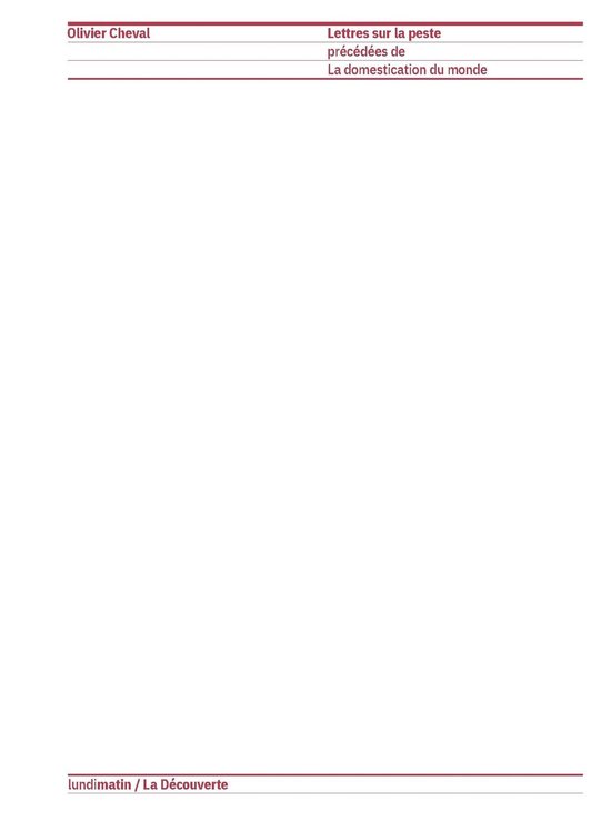 Lettres sur la peste - cover