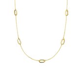 Lucardi Dames 14 Karaat geelgouden collier met 5 ovalen - Ketting - 14 Karaat Goud - Geelgoud - 45 cm