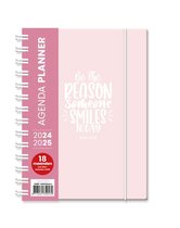 Verhaak - Planner 2024/2025 - Pastel roze - Week op 2 pagina's - 18 maanden - Hardcover - Spiraal - A5 (14,8x21)