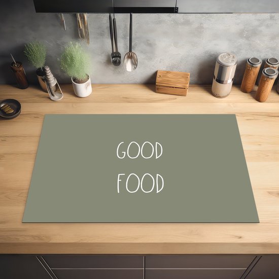 KitchenYeah® Inductie beschermer 80x52 cm - Quotes - Spreuken - Good food - Keuken - Kookplaataccessoires - Afdekplaat voor kookplaat - Inductiebeschermer - Inductiemat - Inductieplaat mat