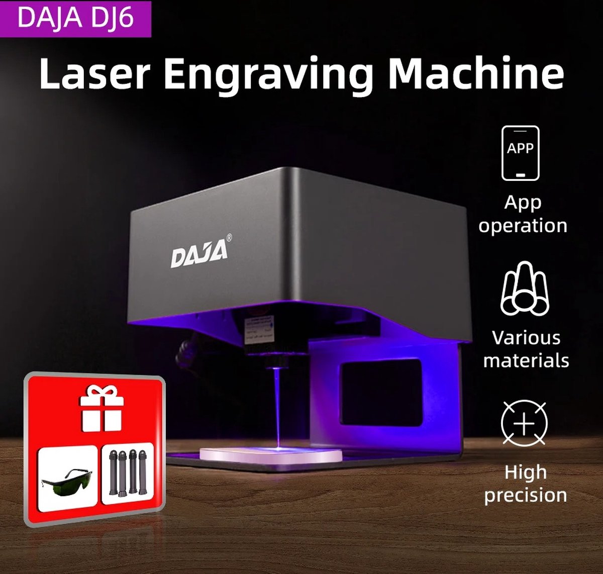 Laser Graveermachine - Laser Cutter - App bestuurbaar - eenvoudig te bedienen - DAJA