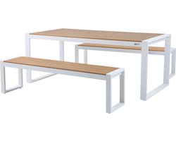 AXI Tony Tuinset met 2 banken Wit met Teak-look Polywood — G