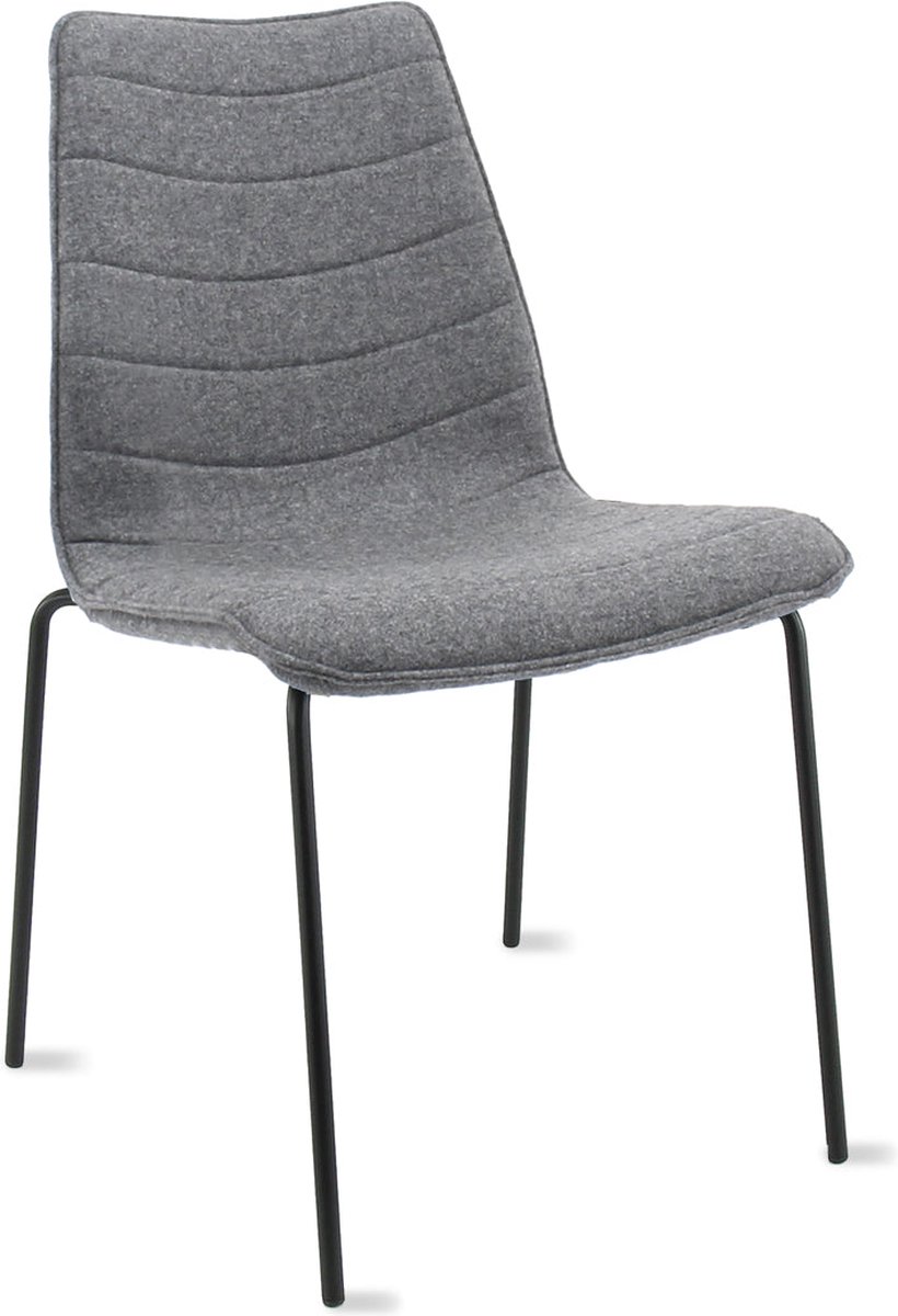 Workliving Verona Eetkamerstoel / Vergaderstoel - Wolvilt Fenice 602 Middengrijs - frame zwart Middengrijs - Zwart
