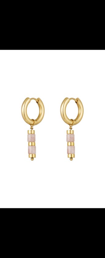 Boucles d'oreilles avec perles et détails dorés - doré/rose clair