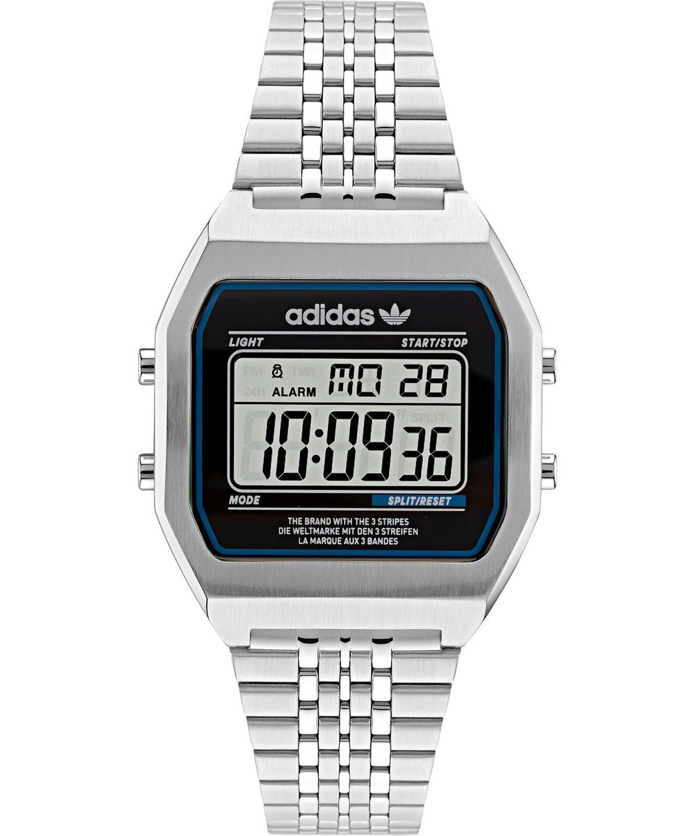Adidas Originals Street Digital Two AOST22072 Horloge - Staal - Zilverkleurig - Ø 37.5 mm