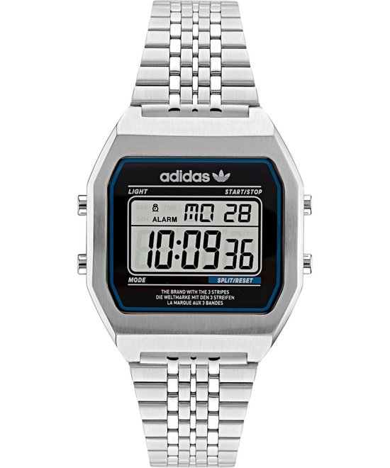 Adidas Street Digital Two AOST22072 Horloge - Staal - Zilverkleurig - Ø 37.5 mm