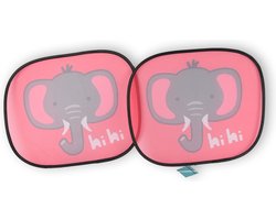Set van 2 Auto Zonneschermen voor Kinderen - Rood/Grijs/Roze/Wit - Universeel – Polyester met Dierenprint - 44x38cm - Auto & Motor Accessoires – Inclusief 4 Zuignappen