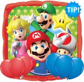 Ballon Super Mario 43 cm + 6 Ballons colorés 32 cm - Décoration d'anniversaire - Ballon aluminium vide - Décoration Fête de ballons - Guirlande de fête garçon fille