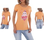 Glo-story t-shirt oranje octopus love M