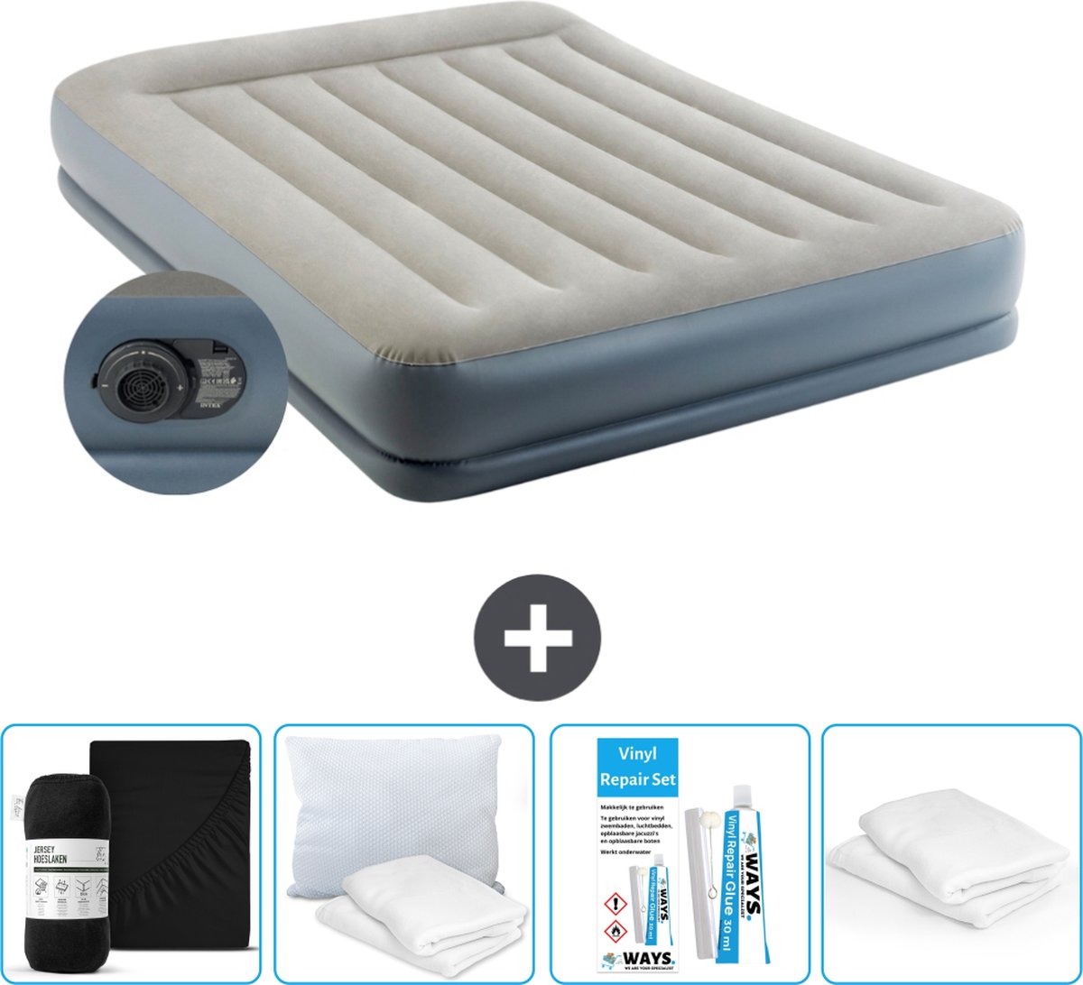 Intex Luchtbed - 2-Persoons - 152 x 203 x 30 cm - Grijs - Inclusief pomp - Accessoires CB17