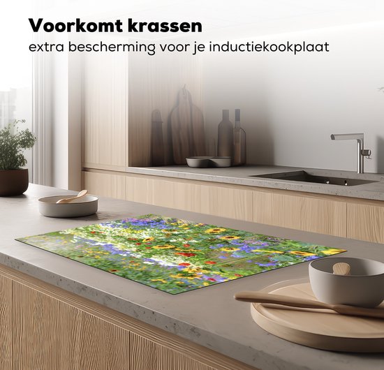 KitchenYeah® Inductie beschermer 80x52 cm - siergrassen-dpqfewblji5fltn1-v2 - Kookplaataccessoires - Afdekplaat voor kookplaat - Inductiebeschermer - Inductiemat - Inductieplaat mat