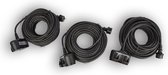 Set van 3 Zwarte Rubberen Verlengsnoeren met Stopcontacten - 20 Meter elk - 3500 Watt – 230V - IP44 - Indoor/Outdoor Gebruik - Klussen & Elektronica