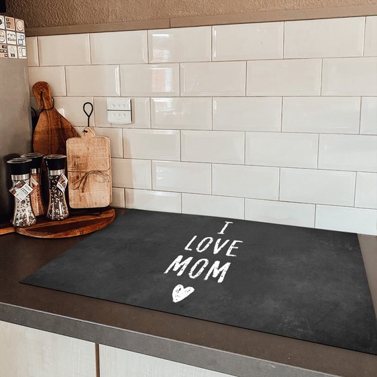 KitchenYeah® Inductie beschermer 77x51 cm - Quotes - I love mom - Spreuken - Moeder - Kookplaataccessoires - Afdekplaat voor kookplaat - Inductiebeschermer - Inductiemat - Inductieplaat mat