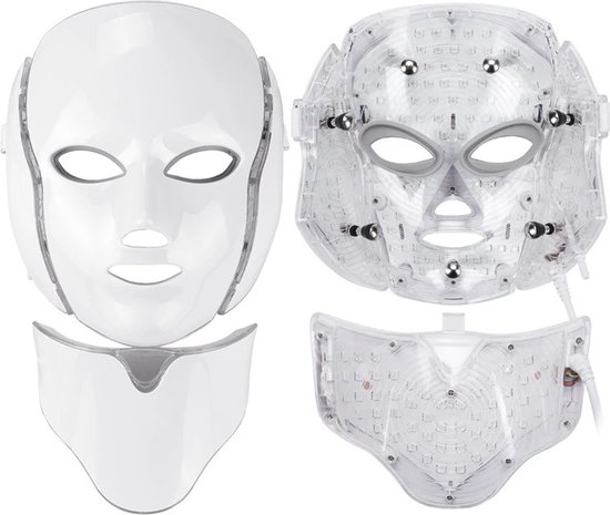 ValueStar - Masque facial LED - Masque LED - Masque LED Soins de la peau - Thérapie LED - Masque facial - Traitement de l'acné - Thérapie par infrarouge - Lampe infrarouge - Luminothérapie - 7 couleurs - Minuterie - Wit