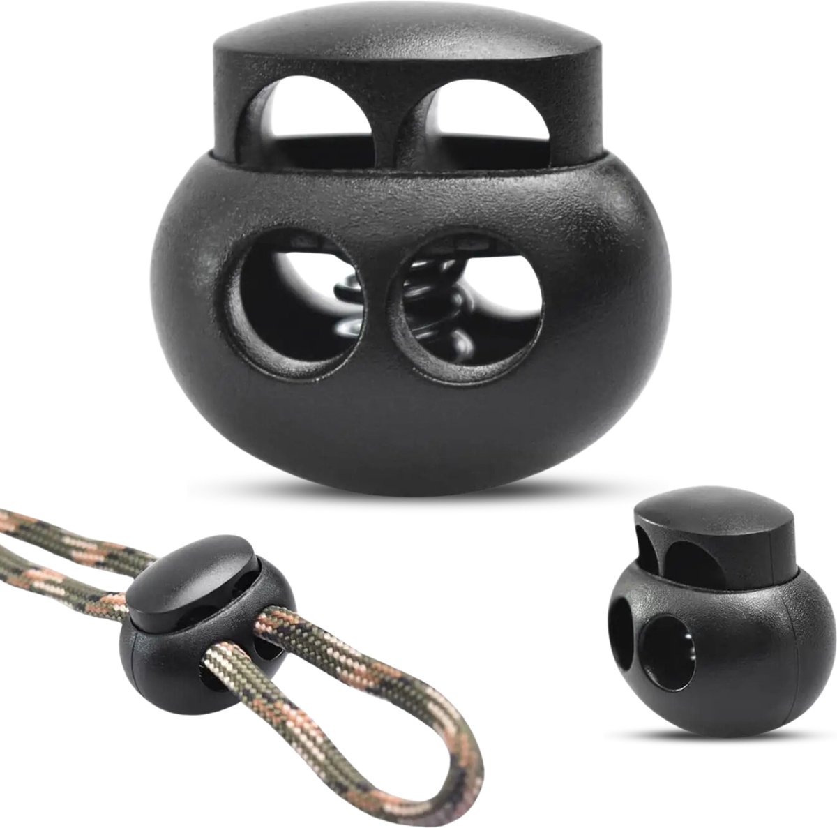 High aspect Koordstopper 25 Stuks Ovaal 2 Gats Cord Lock Duurzame Bevestigingsclip Koordstellers voor Schoenveters Rugzakken Jassen en Truien Koord Clips Zwart