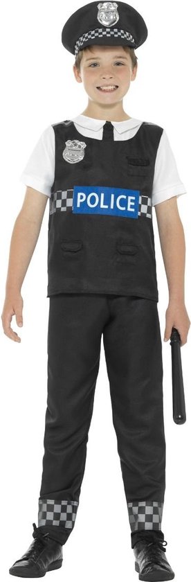 Smiffy's - Politie & Detective Kostuum - Big Ben Politie - Jongen - Blauw, Zwart - Tiener - Carnavalskleding - Verkleedkleding