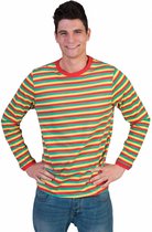 Gestreept Shirt rood/geel/groen - Maat L