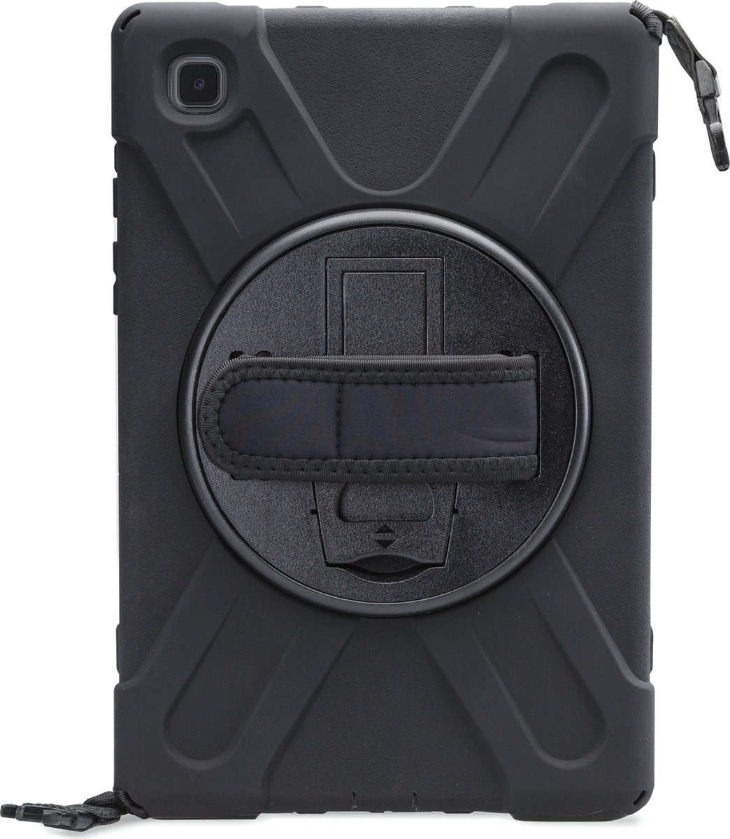 Xccess Tablethoes geschikt voor Samsung Galaxy Tab A7 (2020) Hardcase Backcover | Xccess Survivor All-round + Schouderband | Schokbestendig Galaxy Tab A7 (2020) Telefoonhoesje | Anti Shock Proof + Standaard - Zwart
