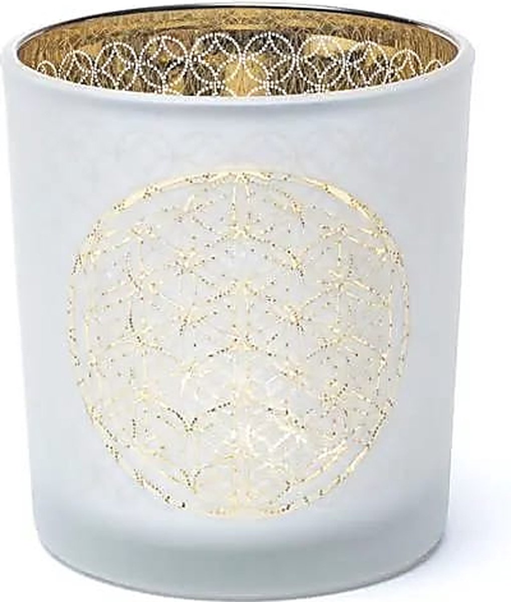 Yogi & Yogini - Sfeerlicht - matglas/metallic - Bloem des Levens - 7,3 cm x 8 cm