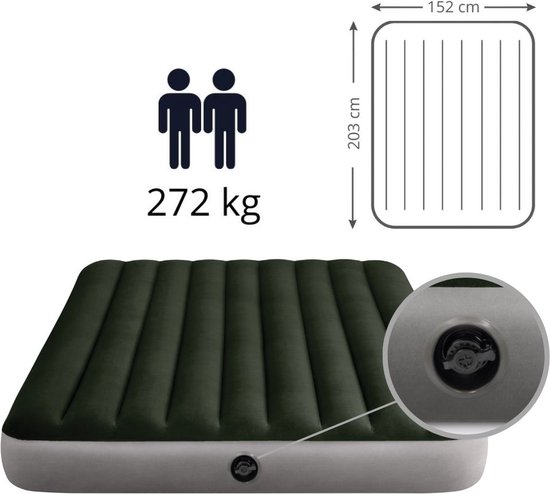 Intex Luchtbed - 2-Persoons - 152 x 203 x 25 cm - Groen - Inclusief pomp - Reparatieset van Intex — afbeelding 4