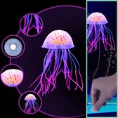 Nobleza Aquariumdecoratie - Kwal aan draadje met zuignap - Aquariuminrichting - Siliconen kwal - Fluorescerend - Roze