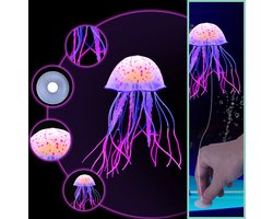 Nobleza Kwal aan draadje met zuignap - Aquarium decoratie - Aquarium ornament - Siliconen kwal - Fluorescerend - Roze