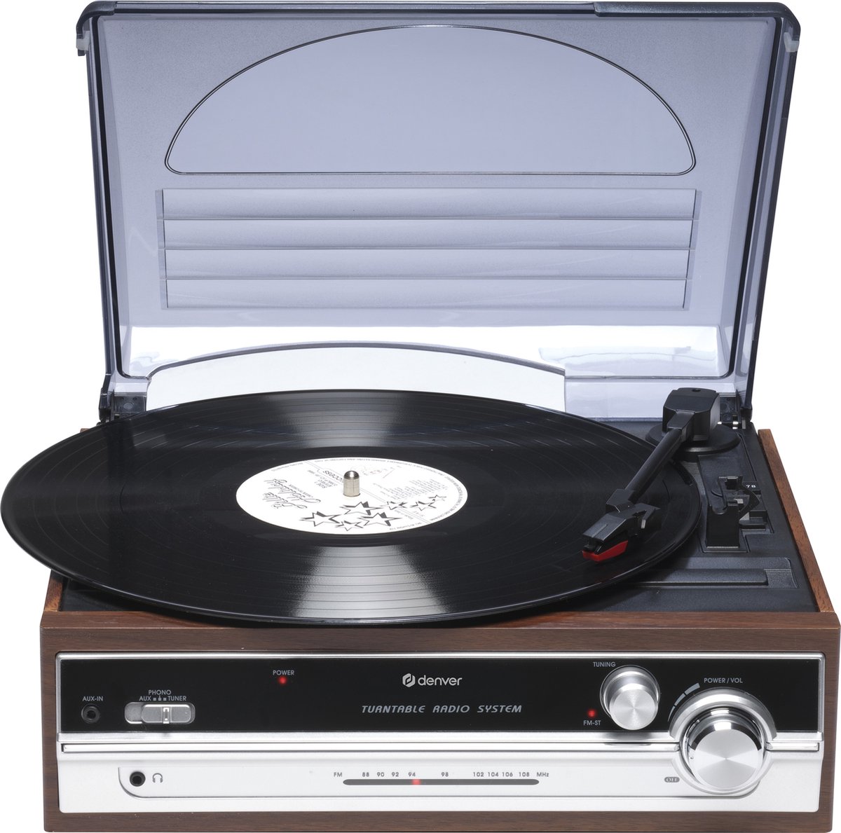 Denver VPR-190 - Retro platenspeler met radio - Zilver