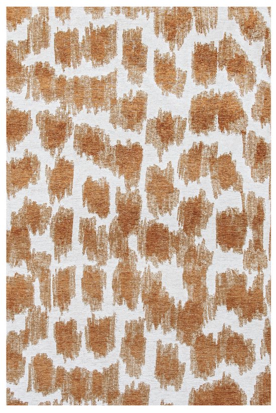 Abstract design vloerkleed Ikat met vlekken en vage vormen - Geel en ivoor - 200 x 280 cm