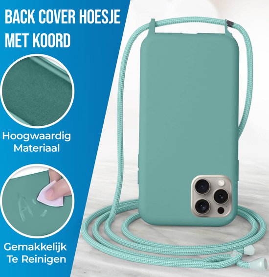 Coque iPhone 15 Plus - Coque arrière - Cordon - Softcase - Flexible - Siliconen - Vert menthe