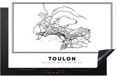KitchenYeah® Inductie beschermer 80x52 cm - Kaart – Toulon - Zwart Wit – Plattegrond – Stadskaart - Kookplaataccessoires - Afdekplaat voor kookplaat - Inductiebeschermer - Inductiemat - Inductieplaat mat