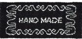 40pcs - étiquettes FABRIQUÉES À LA MAIN - 1,5 cm de large - NOIR/ARGENT - décorer - étiquettes - artisanat - artisanat - couture - ruban - tissu - appliqué - ruban de finition - home déco
