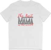 Dames T Shirt - De Beste Moeder in de Wereld Tekst / Print - Wit - XL