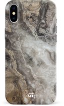 xoxo Wildhearts Marble Grey River - Double Layer - Hoesje geschikt voor iPhone X / Xs Marmer hoesje shockproof - Hard Case beschermhoesje geschikt voor iPhone Xs / X - Grijs