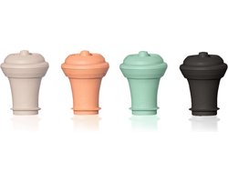 Vacu Vin - Vacuum Wine Stoppers Loop - 4 stuks - Graphite, Jade, Sand, Terra