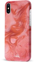 xoxo Wildhearts Marble Red Lips - Double Layer - Hardcase hoesje geschikt voor iPhone X / Xs hoesje - Rood hoesje - Marmer case geschikt voor iPhone 10 / Xs hoesje rood - Shockproof beschermhoes - Rood