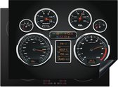 KitchenYeah® Inductie beschermer 70x52 cm - Illustratie van de snelheidsmeters in het dashboard van een sportauto - Kookplaataccessoires - Afdekplaat voor kookplaat - Inductiebeschermer - Inductiemat - Inductieplaat mat