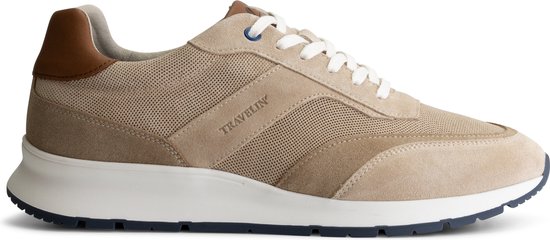 Travelin' Bradlow Leren Herensneakers - Mannen veterschoenen - Zandkleurig leer - Maat 43