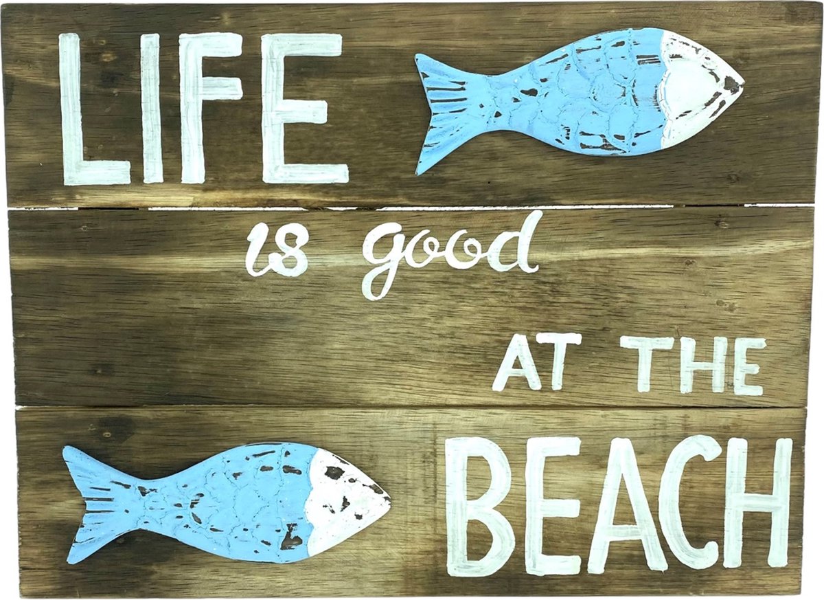 Tekstbord Life Vissen 40 x 30 cm