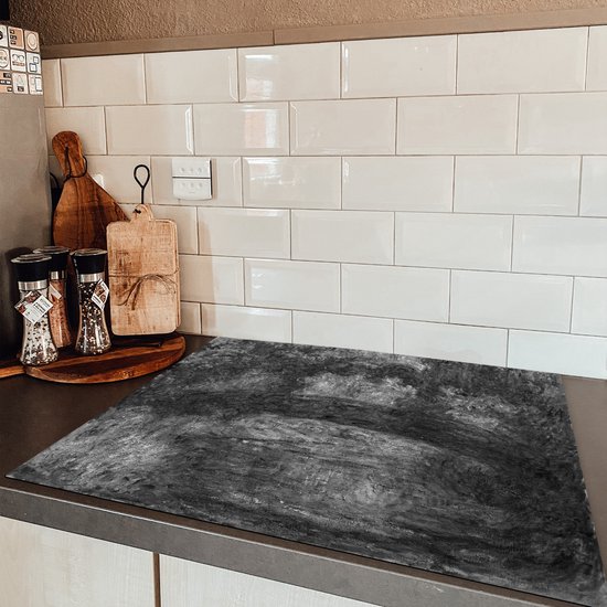 KitchenYeah® Inductie beschermer 77x59 cm - The Japanese Bridge at Giverny - schilderij van Claude Monet in zwart/wit. - Kookplaataccessoires - Afdekplaat voor kookplaat - Inductiebeschermer - Inductiemat - Inductieplaat mat