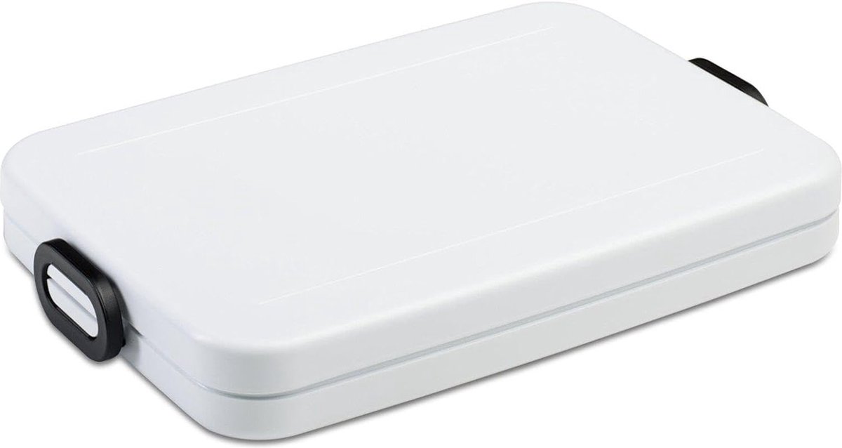 Lunchbox, plat, 900 ml inhoud, broodtrommel voor de laptoptas, voor maximaal 4 boterhammen, vaatwasmachinebestendig, ABS, 800 ml, Nordic White (wit)