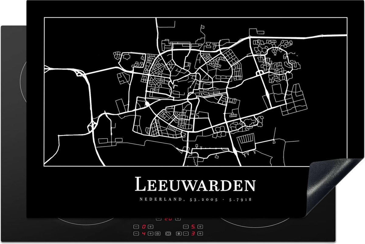 Inductie beschermer - Inductie Mat - Kookplaat beschermer - Leeuwarden - Plattegrond - Stadskaart - Kaart - Inductie beschermer - Inductie Mat - Kookplaat Beschermer - 81.6x52.7 cm - Afdekplaat inductie - Inductiebeschermer