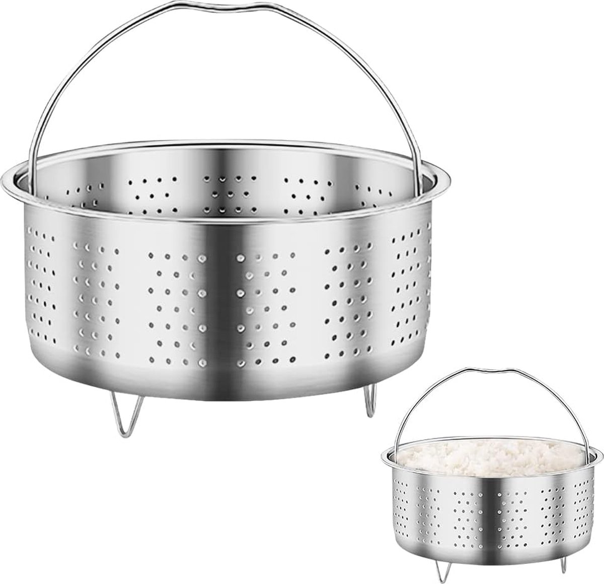 SPORWAY Panier à Vapeur En Acier Inoxydable Avec Support à Œufs 7 Trous - 20 Cm Pour Casseroles, Autocuiseurs - Idéal Pour Légumes, Fruits