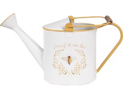 Clayre & Eef Decoratie Gieter 39x13x21 cm Wit Geel Metaal Bij