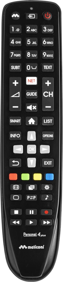 Meliconi Gumbody Personal 4 plus afstandsbediening IR Draadloos TV Drukknopen
