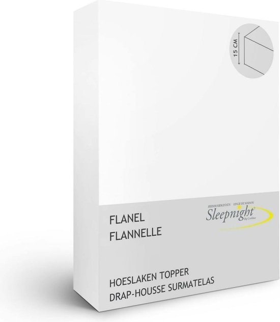 Sleepnight hoeslaken topper - Flanel - (hoekhoogte 15 cm ) blanc - B 90 x L 200 cm - 1-persoons - Geschikt voor Topper - 957653-B 90 x L 200 cm
