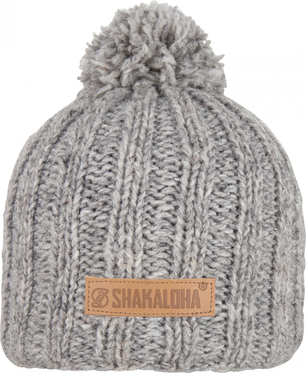 Shakaloha Gebreide Wollen Muts Heren & Dames Beanie Hat van schapenwol met polyester fleece voering - Bopper Beanie Grey Unisex - One Size Wintermuts
